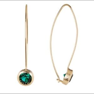 Rivka Friedman Threader Emerald Bezel Drop Earrings NWT